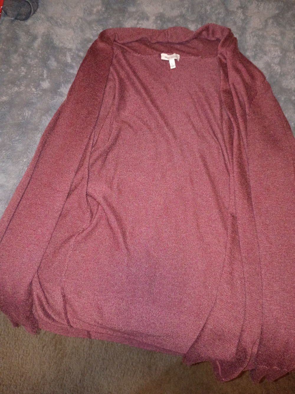 Lightweight Open Front Cardigan in Burgundy